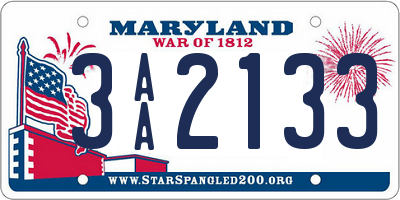 MD license plate 3AA2133