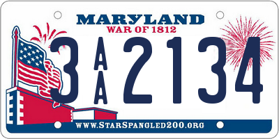 MD license plate 3AA2134