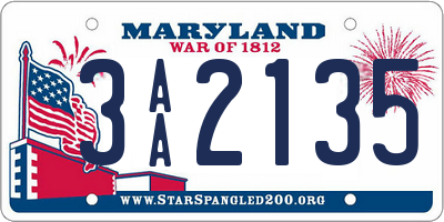 MD license plate 3AA2135