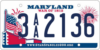 MD license plate 3AA2136