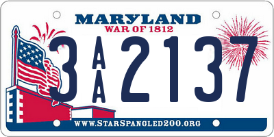 MD license plate 3AA2137