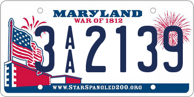 MD license plate 3AA2139