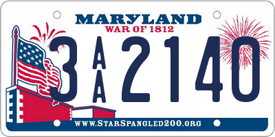 MD license plate 3AA2140