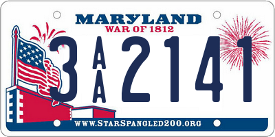 MD license plate 3AA2141