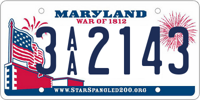 MD license plate 3AA2143