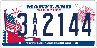 MD license plate 3AA2144