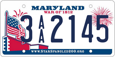 MD license plate 3AA2145