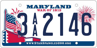 MD license plate 3AA2146