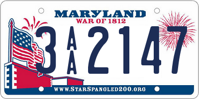 MD license plate 3AA2147