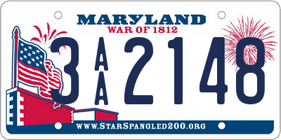 MD license plate 3AA2148