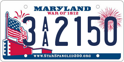 MD license plate 3AA2150