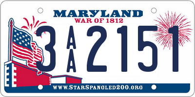 MD license plate 3AA2151