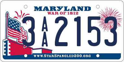 MD license plate 3AA2153