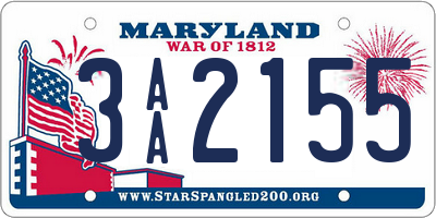 MD license plate 3AA2155