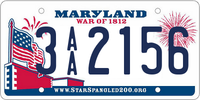 MD license plate 3AA2156