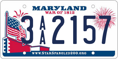 MD license plate 3AA2157