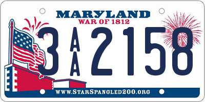 MD license plate 3AA2158