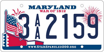 MD license plate 3AA2159