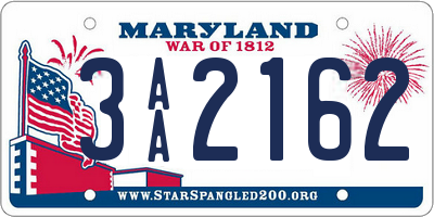 MD license plate 3AA2162