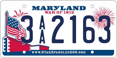 MD license plate 3AA2163