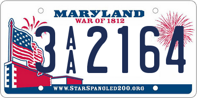 MD license plate 3AA2164