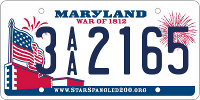 MD license plate 3AA2165