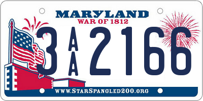 MD license plate 3AA2166