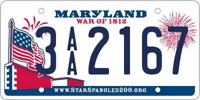 MD license plate 3AA2167