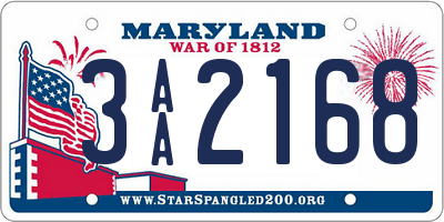 MD license plate 3AA2168