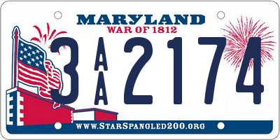 MD license plate 3AA2174