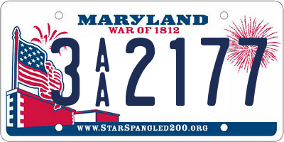 MD license plate 3AA2177