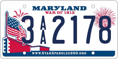 MD license plate 3AA2178