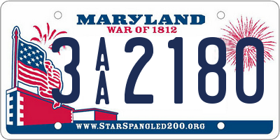 MD license plate 3AA2180