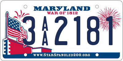 MD license plate 3AA2181