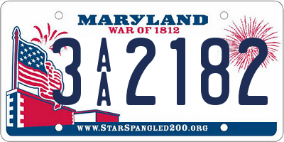 MD license plate 3AA2182