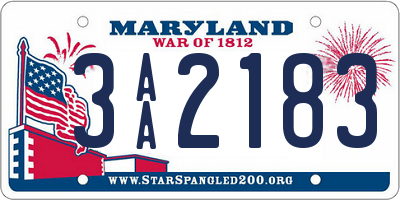 MD license plate 3AA2183