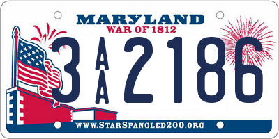 MD license plate 3AA2186