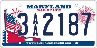 MD license plate 3AA2187