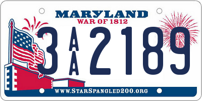 MD license plate 3AA2189