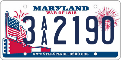 MD license plate 3AA2190