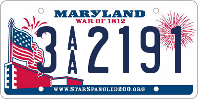 MD license plate 3AA2191