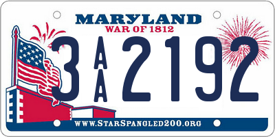 MD license plate 3AA2192