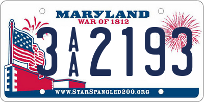 MD license plate 3AA2193