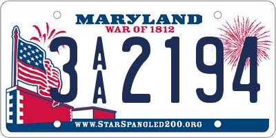 MD license plate 3AA2194