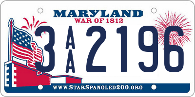 MD license plate 3AA2196