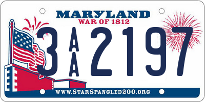 MD license plate 3AA2197