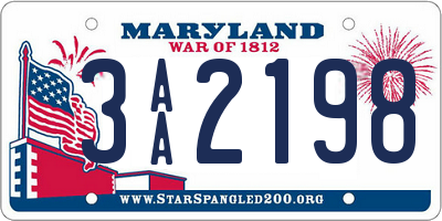 MD license plate 3AA2198