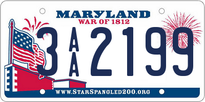 MD license plate 3AA2199