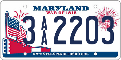 MD license plate 3AA2203