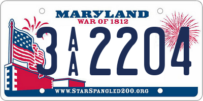 MD license plate 3AA2204